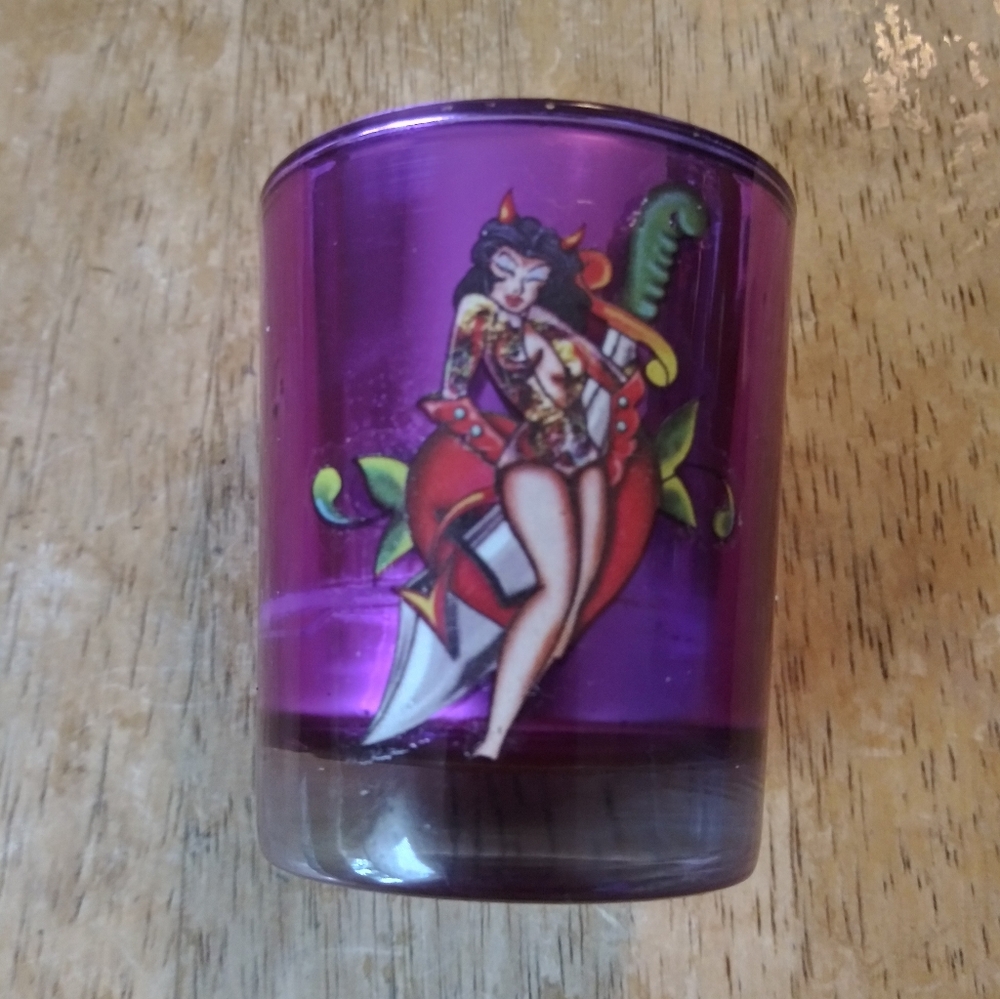 Shot glass/Candle by Ed Hardy Goth Devil Woman